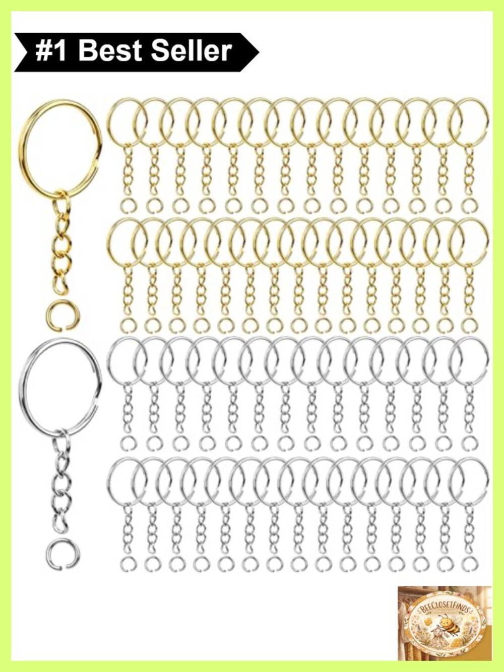 120pc Metal Split Keychain Ring Kit Chains Jump Rings DIY Craft